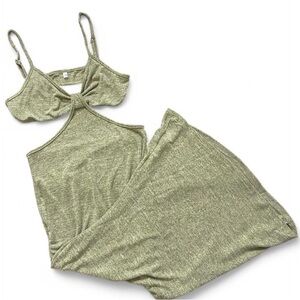 Green Sleeveless Maxi Dress with Cutout